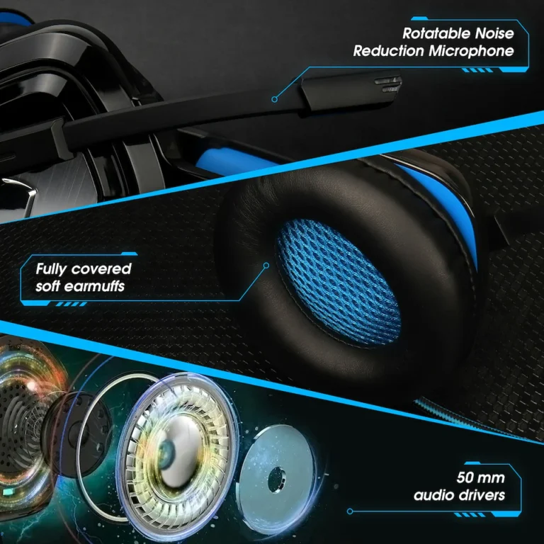 Wired Gaming Headset with Microphone – August EPG100L Blue